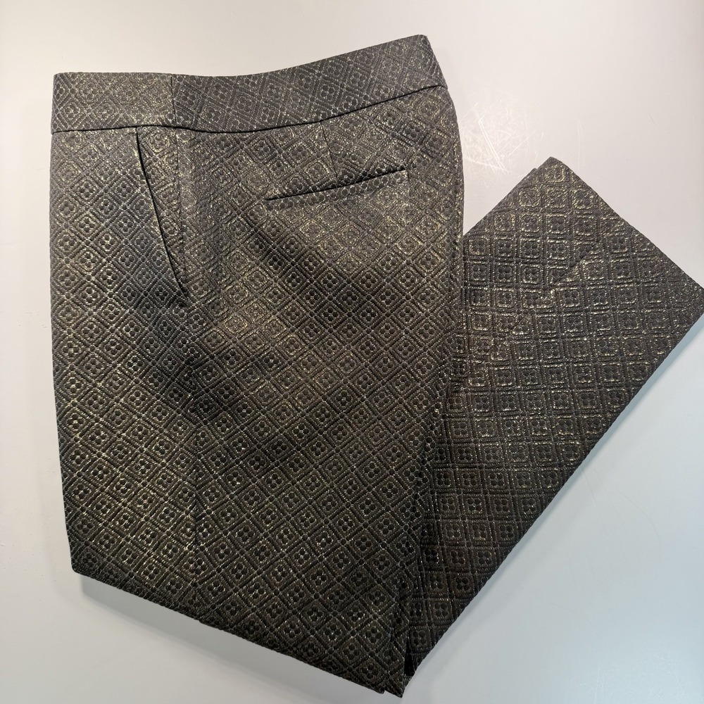 LOFT Marisa Dress Pant Black Gold 8 Luxe